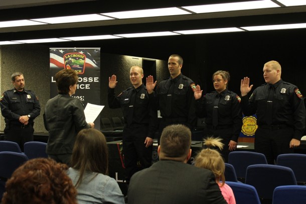 New Hires being sworn in by City Clerk.